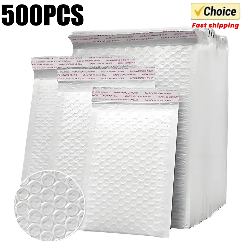 2024 New 500PCS White Bubble Bags Packaging Envelope Shipping Bag Multi-size Thickened Waterproof Self Seal Bubble Padding Bags