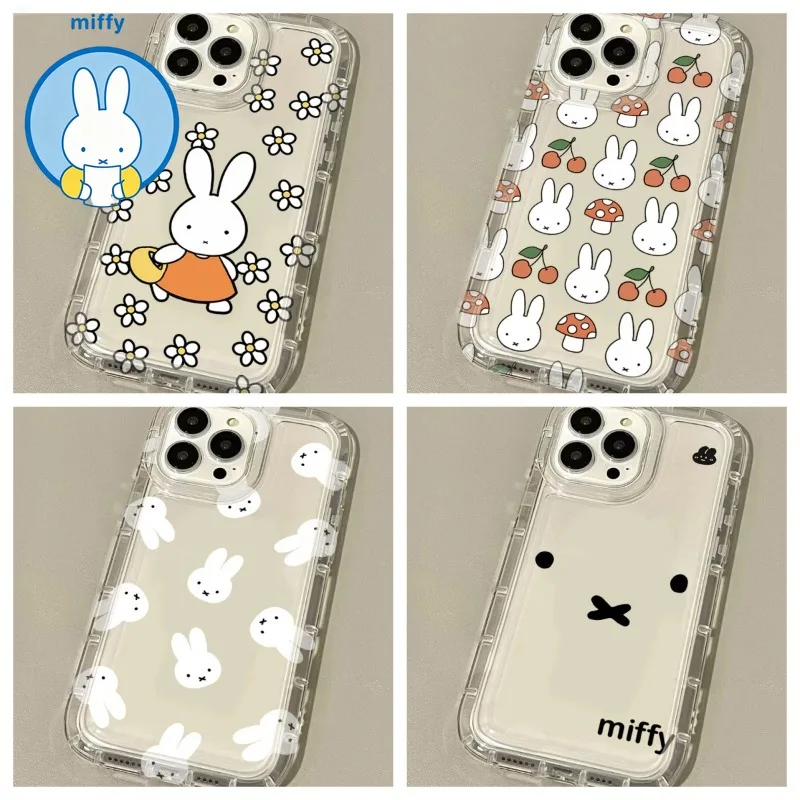 Kawaii Miffy Is Suitable for Samsung S24Ultra Phone Case S23 Transparent Soft Case S22PLUS Cute Cartoon Protective Case
