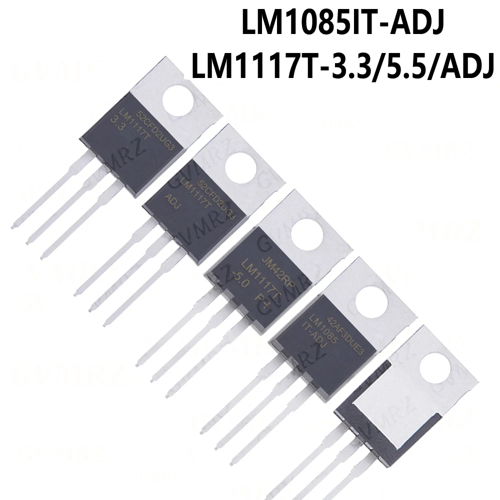 10pcs LM1117T-3.3 LM1117T-5.0 LM1117T-ADJ LM1085IT-ADJ LM1117T LM1085IT TO-220