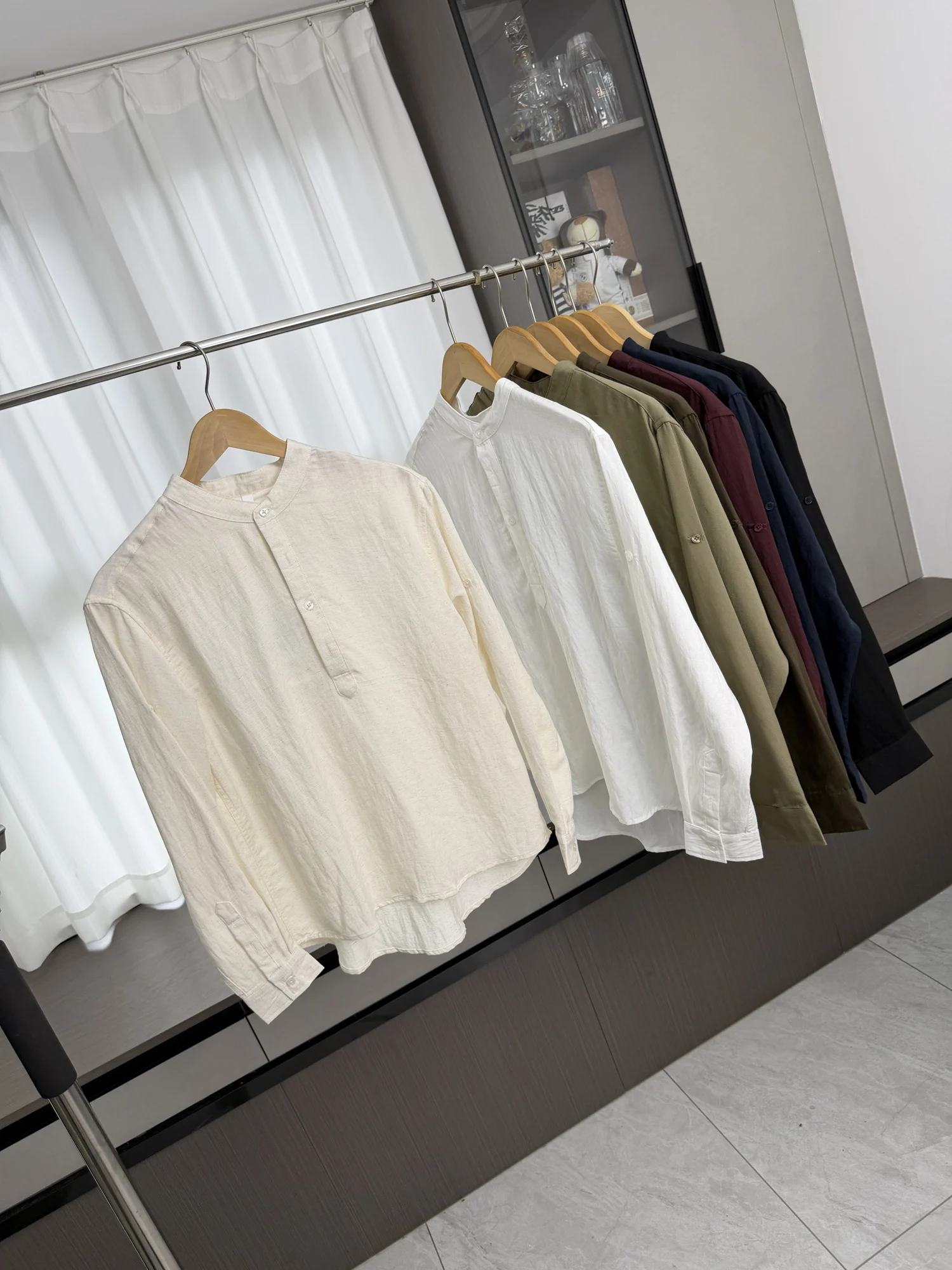 Cool Feeling Breathable! Linen Mix Casual Long Sleeve Shirt Men's New Chinese Style Stand Collar Loose Fit Autumn Fashion