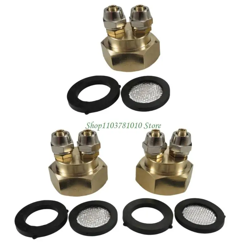 U55D 3/4inch to Double 1/4inch Hose Adapter Brass Water Flows Splitter Connector For Easy Outdoor Faucet Installation