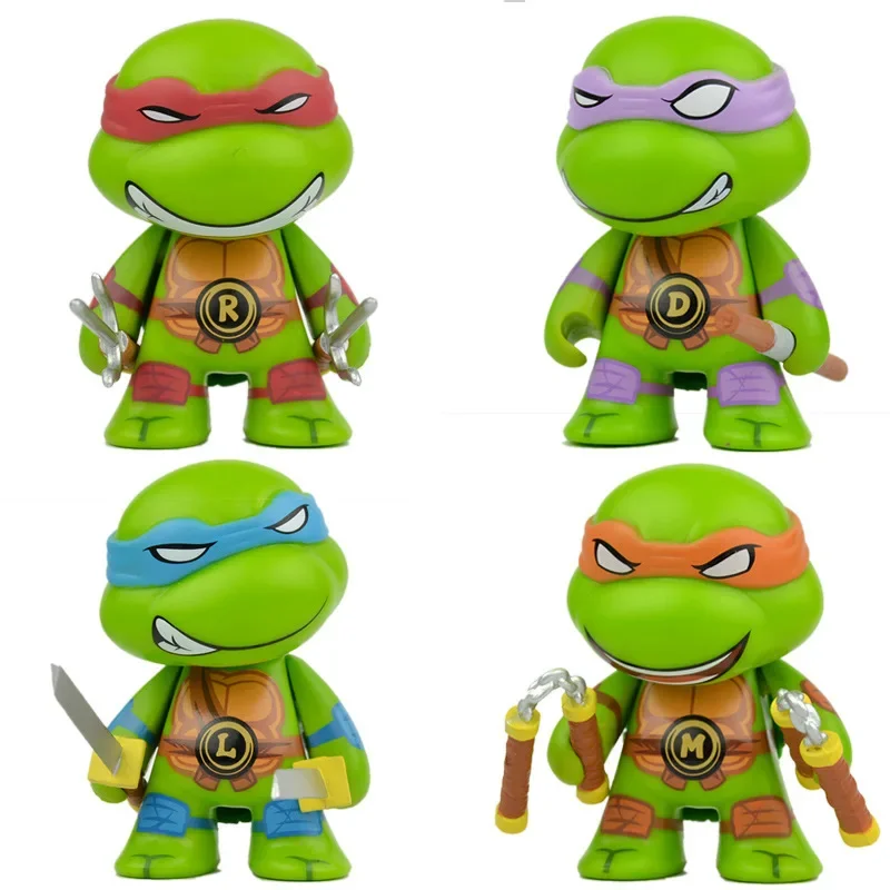 Figuras de acción de Tortugas Ninja Mutantes adolescentes, edición de película, juguetes de modelos móviles, 7cm, 4 piezas por juego