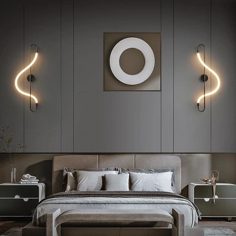 Artistic Music Notes LED Gold Black Silver White Lámparas De Pared Wall Lamps Wall Light Wall Decor Arandela Externa For Bedroom