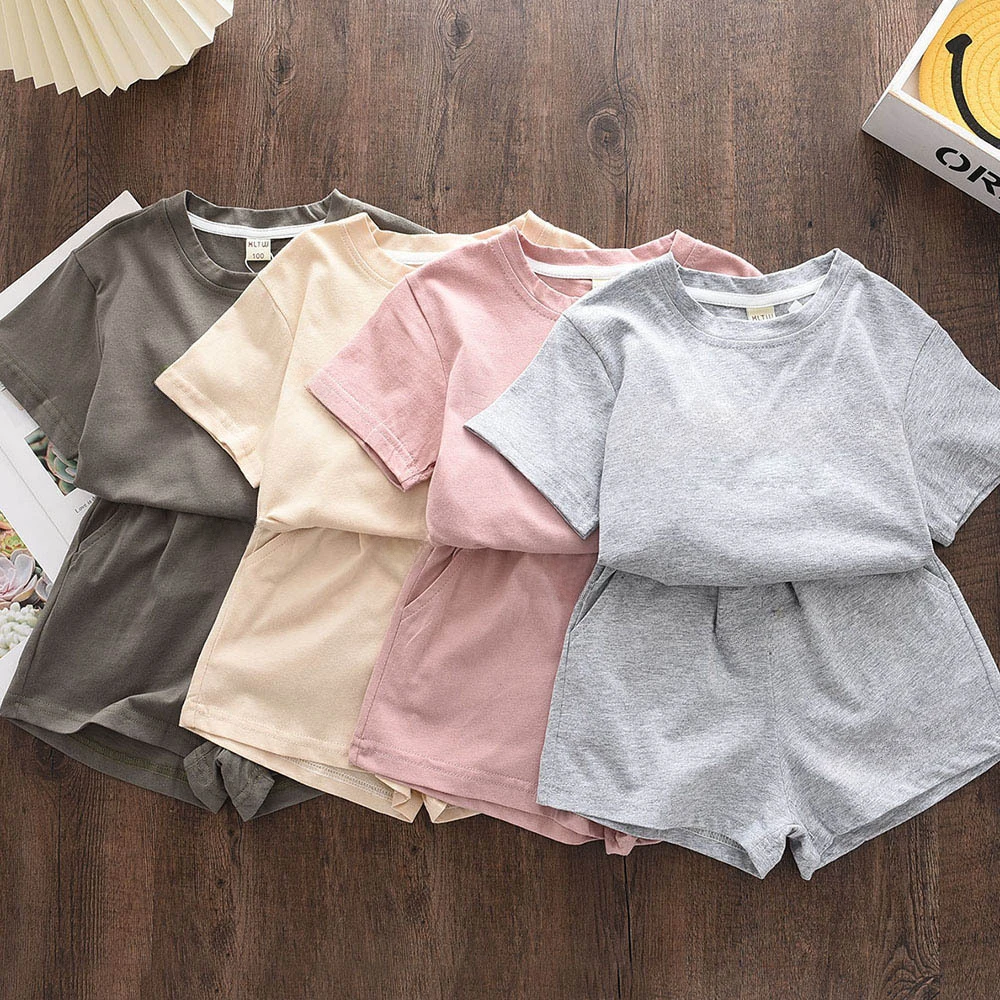 

Baby Boy Cotton Clothes Set Kid Girls Letter Ptinted T-shirts and Shorts 2pcs Set Children Casual Top Bottom Outfit Tracksuits