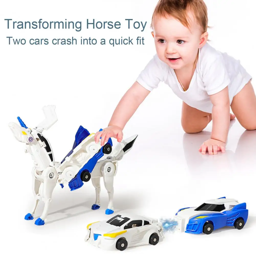 2Pcs Transformable Flying Horse Car Toy Collision Deformation 2-In-1 Mini Vehicle Educational Transforming Mechanical Horse Toy