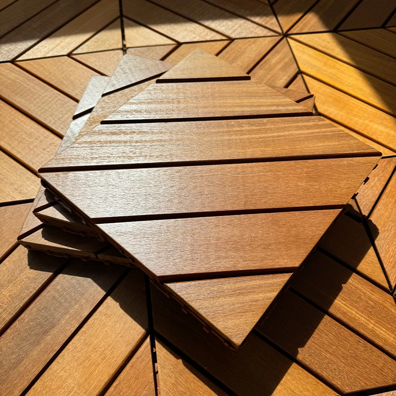 بلاط خارجي من خشب الساج ، مقاوم للماء والتتعفن ، سهل التركيب للحديقة والشرفة ، 11 روض