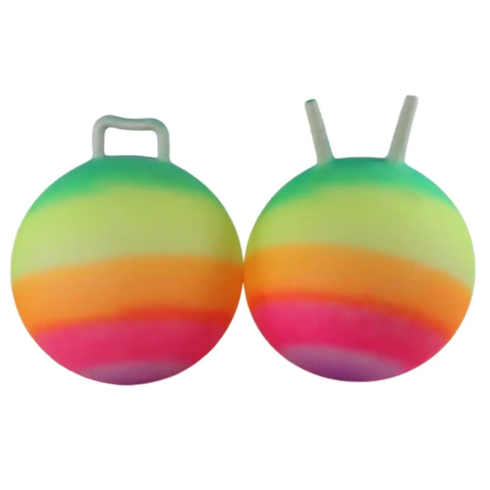 Colorful Diameter 18 Inch Bouncy Ball With Handle Rainbow Sports Hopping Ball Inflatable PVC Jumping Ball Outdoor