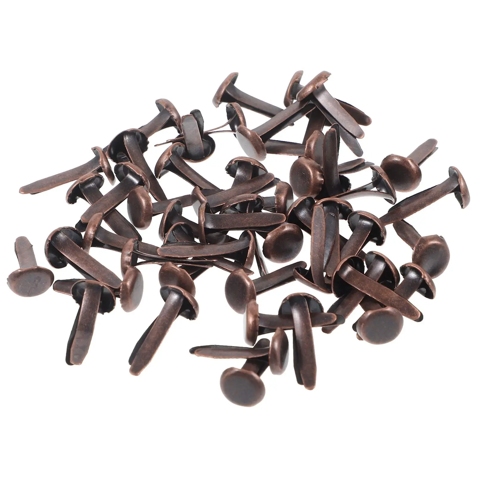 

50Pcs Double Pronged Nails Metal Paper Craft Beads Round Fasteners for Kids Projects Scrapbook Card Making Decorative