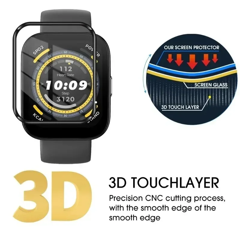 For Amazfit Bip 3/3 Pro/5 Screen Protector Curved Film for Amazfit Bip5 Smart Watch Anti-scratch Protective Cover Film Not Glass