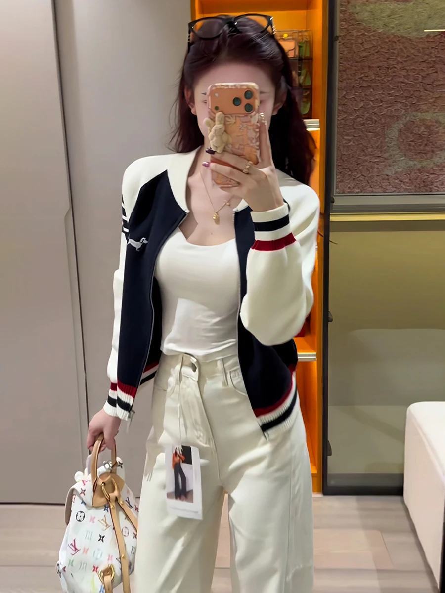 Fall New Korean Style Loose Long Sleeve Knitted Open Cardigan Women's Striped Casual High-End Feeling Top Warmth Heating