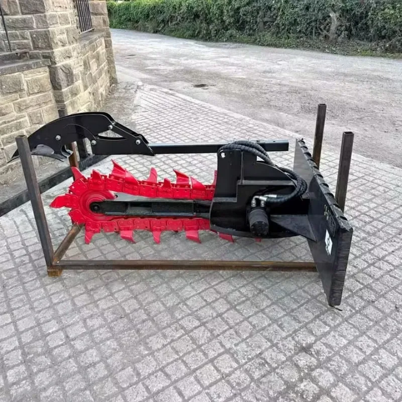 2025 GIYI GY-TC38 Hydraulic Skid Steer Trencher Attachment Motor Gearbox-38inches Depth 6inches Width Pipe-Laying Ready for 2-5