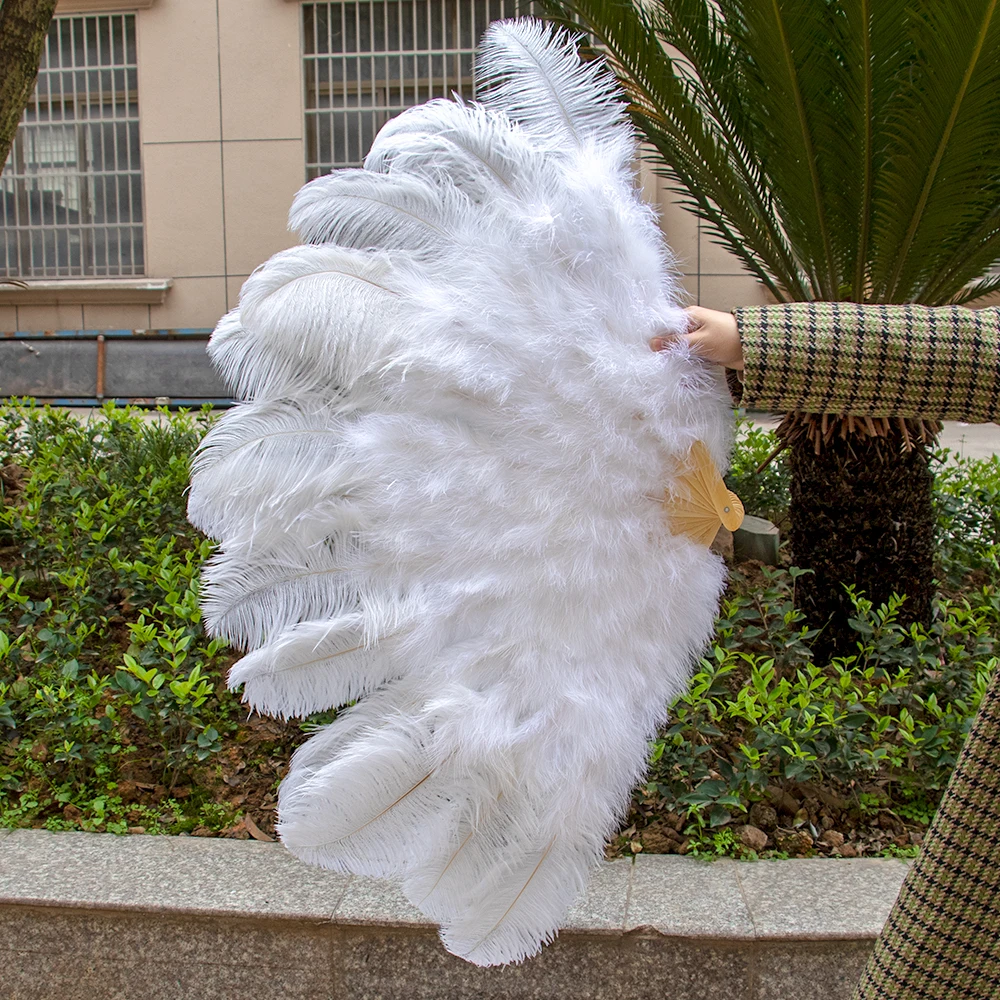 White Ostrich Fur Feather Fans 50CM 80CM 100CM 130CM Belly Dance Halloween Party Props Ornament Decoration Show Props