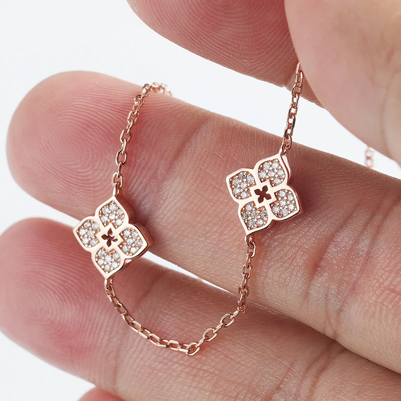 스미유에 18k 도금 플라워 모이사나이트 초커 목걸이 여성용 소녀용 목걸이 반짝이는 925... - 4