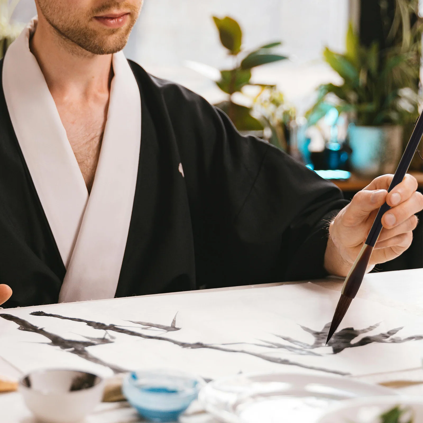 

Gray Tail Chinese Painting Brush Medium Size Agate Wood Handle Ox Ear Raccoon Hair For Calligraphy Writing Art Beginners