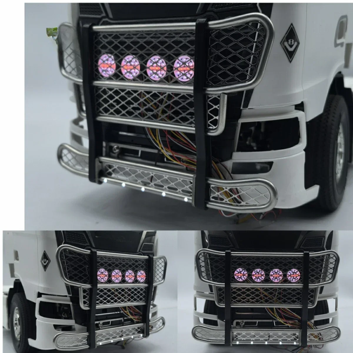 LED Front Collision Avoidance Front Bumper for 1/14 Tamiya RC Truck Car Scania 770S 6X4 56368 8X4 56371 Diy Parts Toys