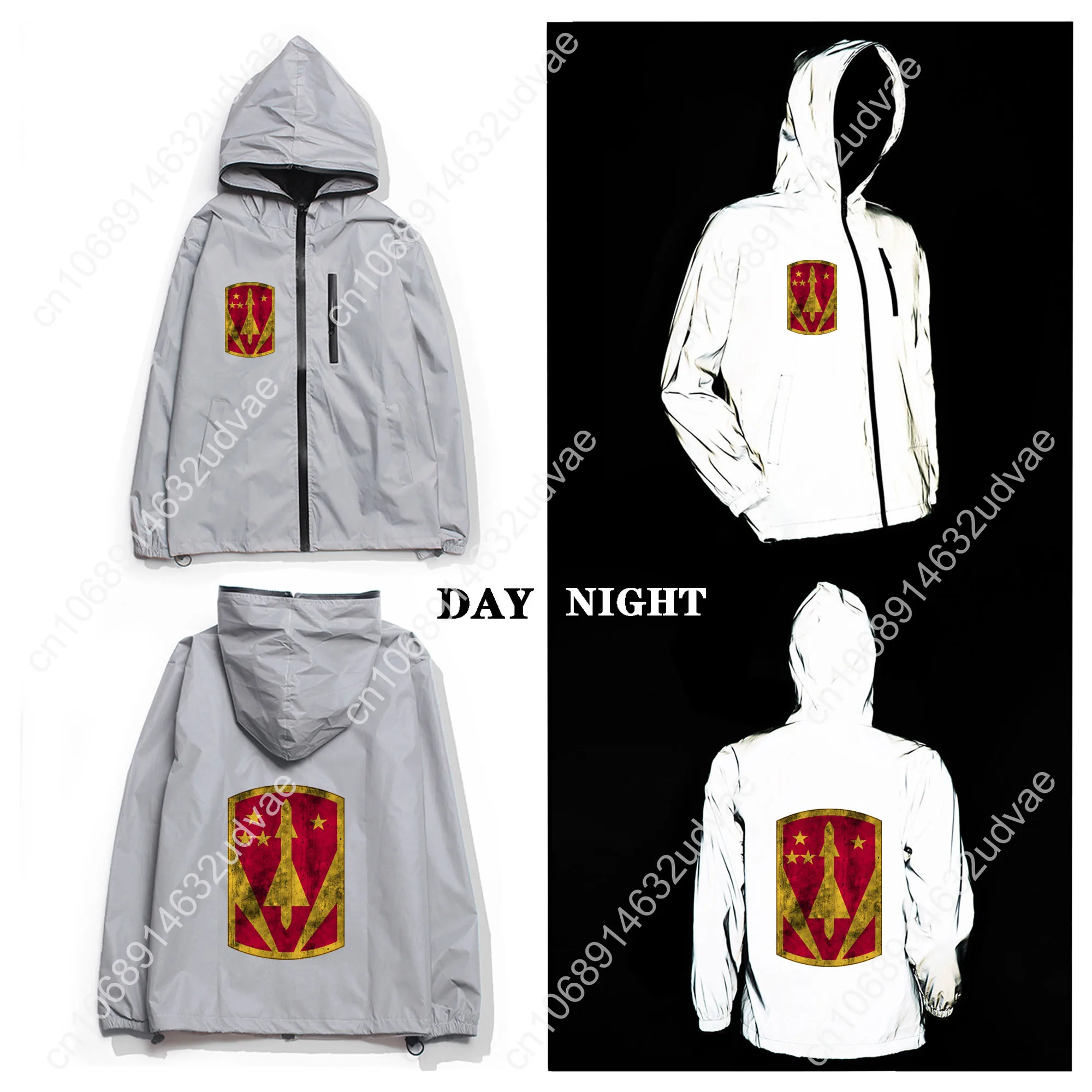 Chaqueta reflectante con parche de la Brigada de artillería de la 31a Defensa Aérea, abrigo para hombre y mujer, cortavientos con capucha, chaquetas para correr, Sudadera con capucha personalizada
