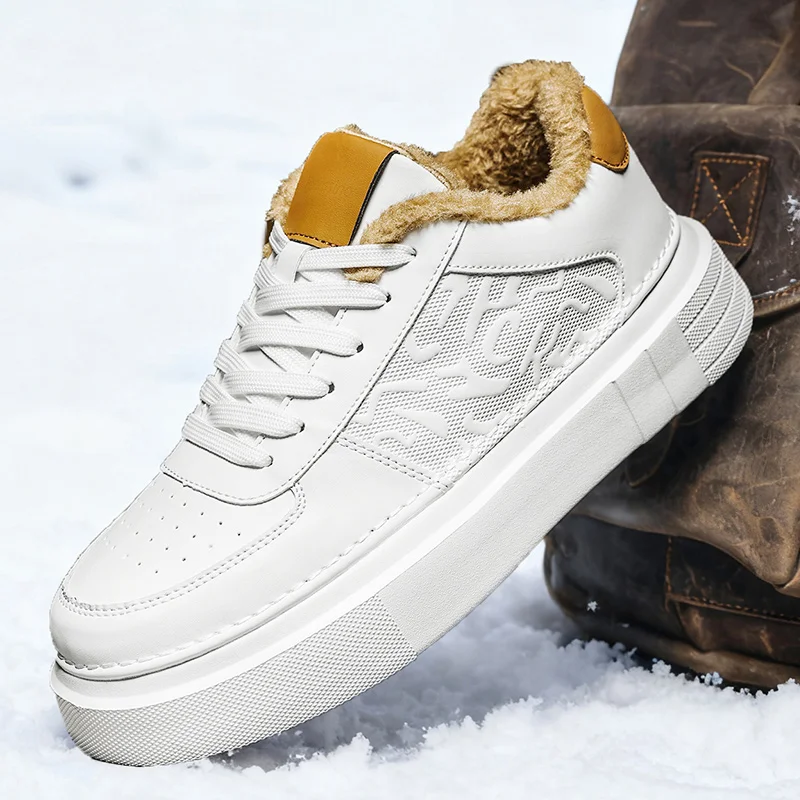 

OutdoorWarm Non-slip Casual Shoes Comfortable Retro Men's Leather Casual Shoes 2025New Style Warmth-Increasing Casual Flat Shoes