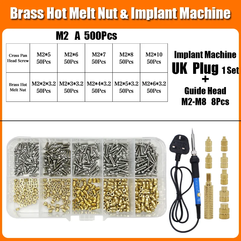 Messing Hot Melt Gewinde einsatz Mutter Eisens pitze 3D-Drucker Zubehör Heiz mutter Edelstahl Schraube Schraube Einst eck mutter Kit m2 m2, 5 m3 m4 – Detail 12