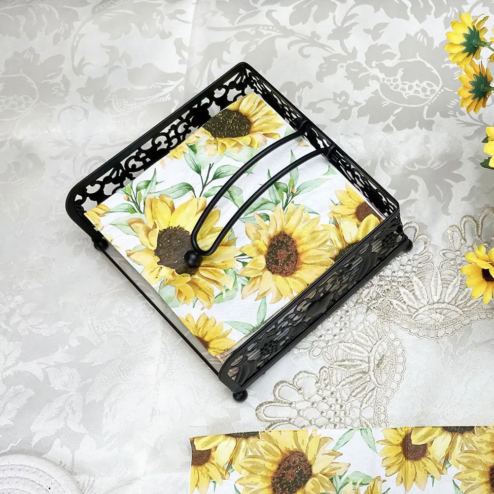 

Square Iron Napkin Holder Metal Desktop Paper Napkin Stand Classic Color Stable Paper Holder for Restaurant Hotel Home