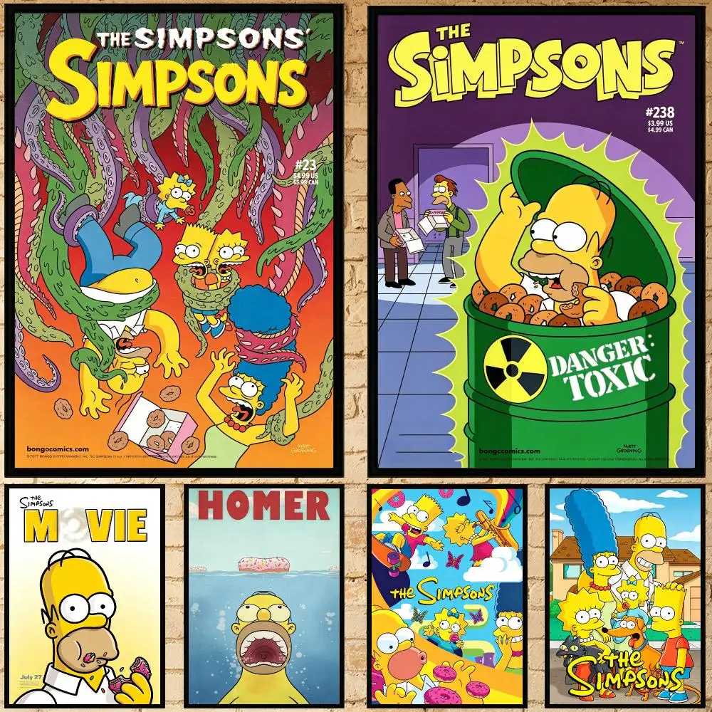 anime The Simpsons Poster Poster HD Waterproof Self-adhesive Art Print Wall Decor for Bedroom Living Room Gift