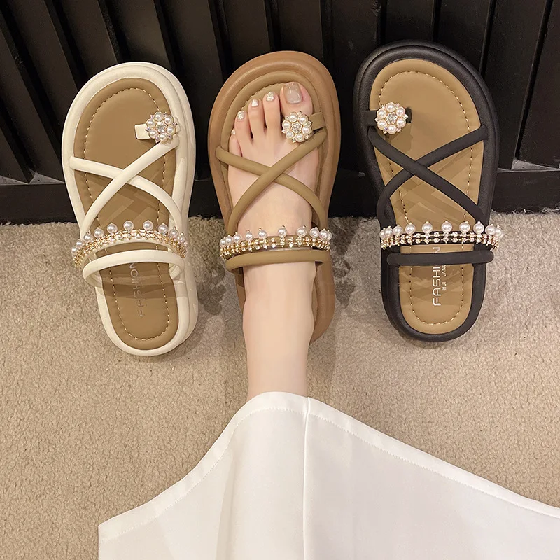 House Slippers Platform Women Luxury Shoes Low Pantofle Slides Rubber Flip Flops Shale Female Beach Designer 2024 Soft Summer Ha