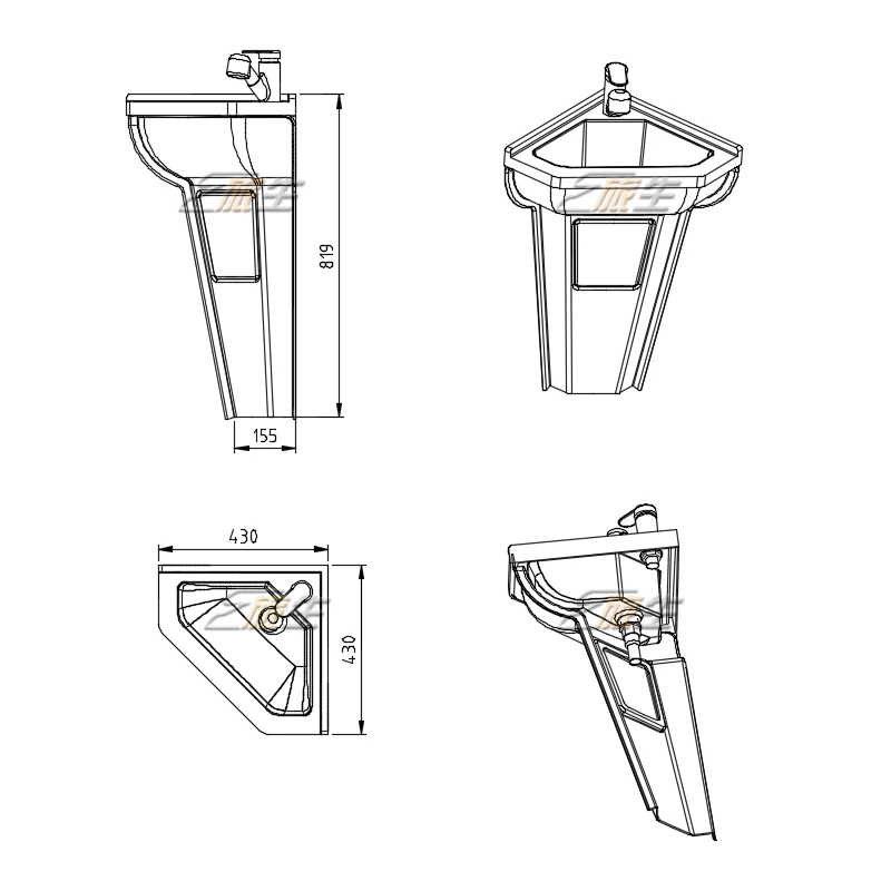RV الحمام الثلاثي حوض غسيل حوض غسيل أجزاء الحمام أجزاء نفطة الحمام RV تعديل الملحقات #2