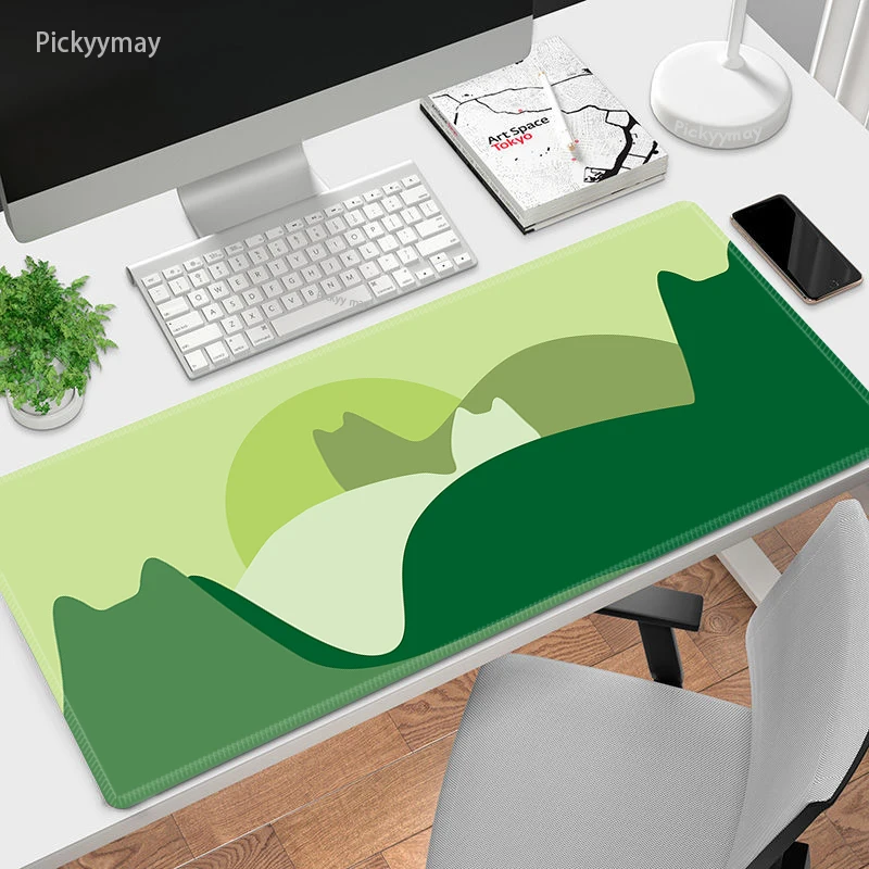 

Large Mouse Pads Kawaii Mousepad Green Desk Mat Keyboard Carpet Locking Egde Computer Deskpad Cute Laptop Mousepads XXL 90x40cm