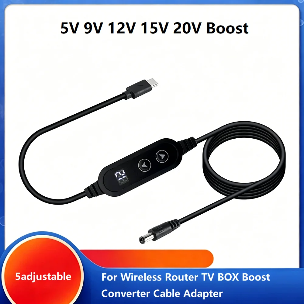 For Wifi Router Type C To DC Fifth Gear Adjustable Power Boost Line With Adapter 5V/9V/12V/15V/20V Fast Charging Boost Converter