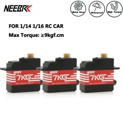 NEEBRC 7KG Waterproof 1/2/3pcs Half Aluminum Frame Metal Gear Servo for 1/12 1/14 1/16 1/18 RC Car Drone Plane Toy Wltoys MN WPL