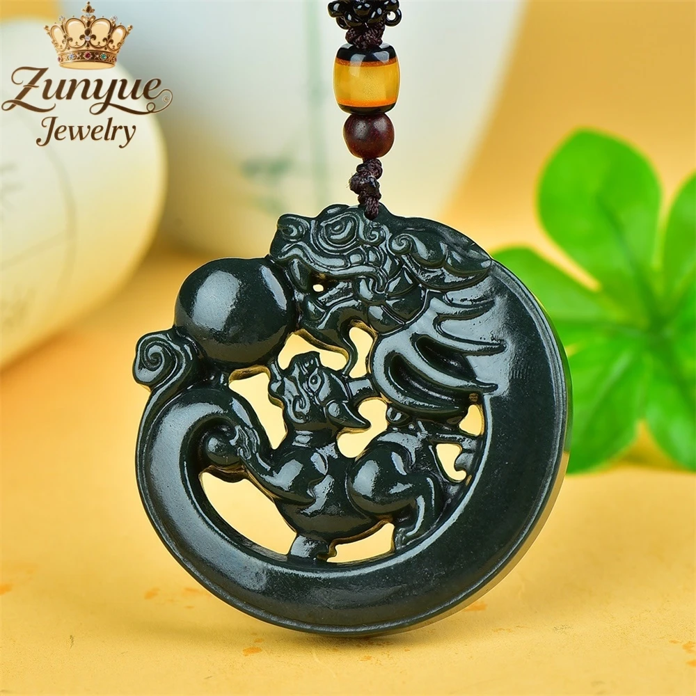 

Натуральный нефрит Хэтянь, зеленый нефрит, выдолбленный дракон, нефритовый кулон, роскошные качественные ювелирные изделия, модные ювелирные изделия, подвески, изысканные популярные