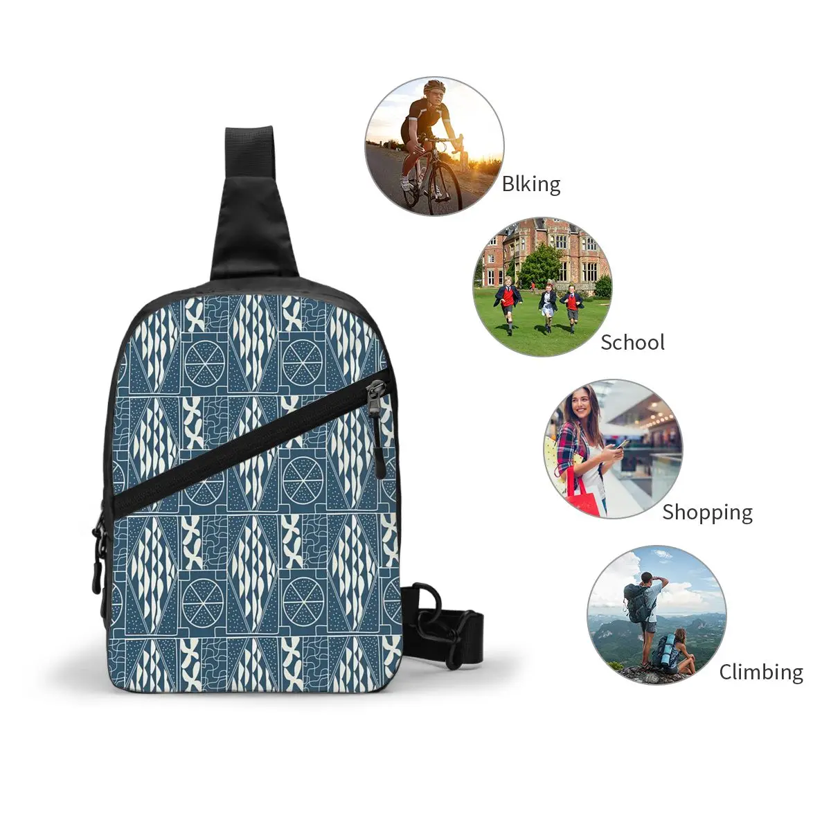 Oosters tapijt Art Culture Ndop Kameroen (3) Borsttas Heren Sling Crossbody Rugzak Borsttas Reizen Wandelen Dagrugzak Schoudertas