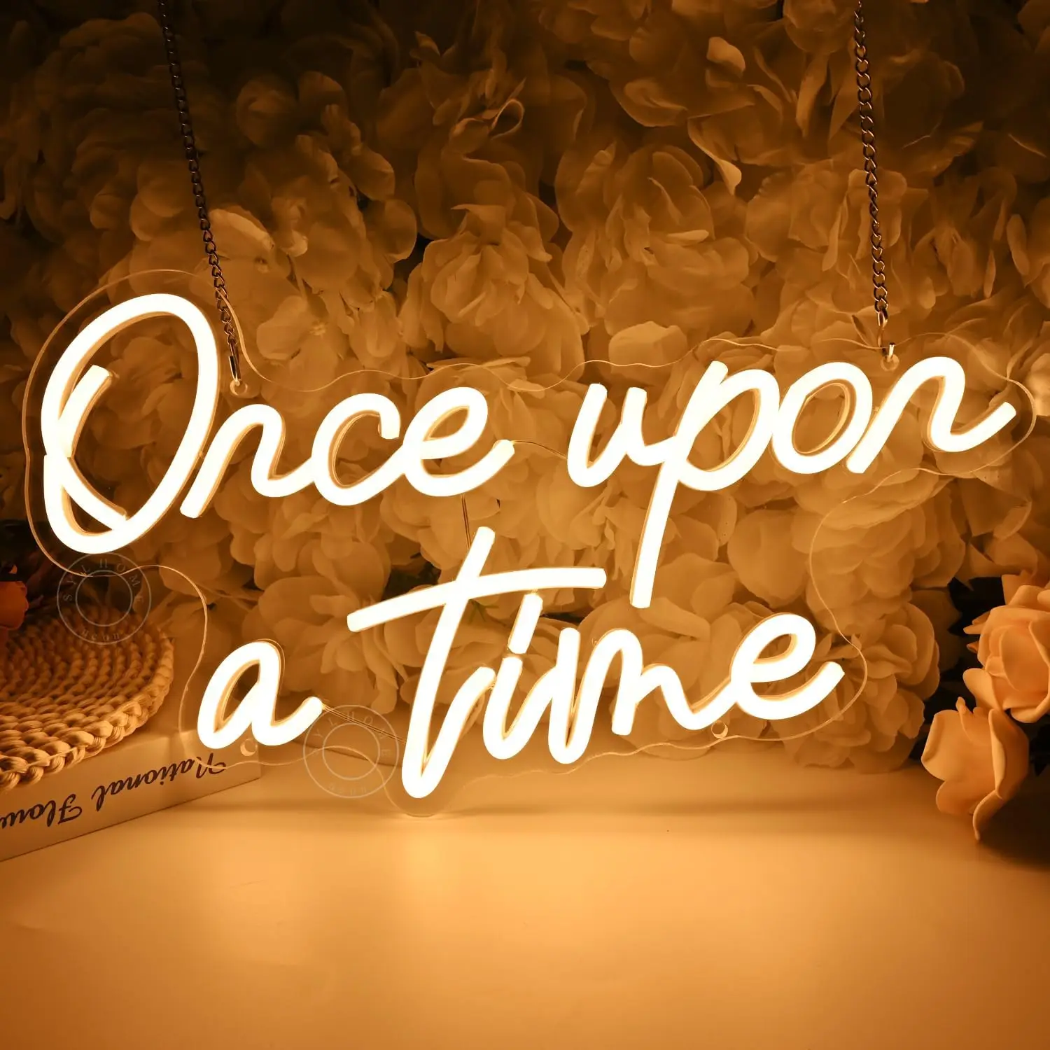 

Once Upon A Time LED Neon Light Sign Words Art Neon Sign Dimmable for Home Bedroom Room Nursery Wall Wedding Birthday Decor Gift