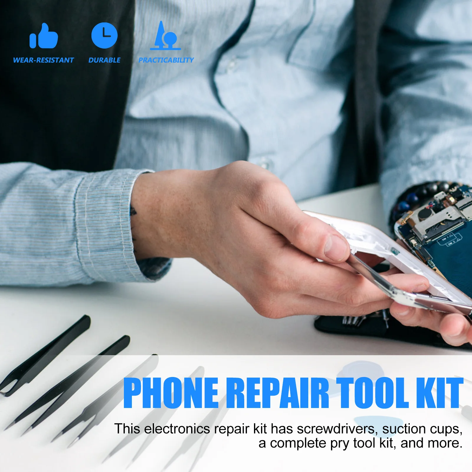 

1Set Phone Repair Tool Kit Premium Chrome Vanadium Steel Electronics Opening Pry Tool Suction Cup Screwdriver Plastic Pry Bar