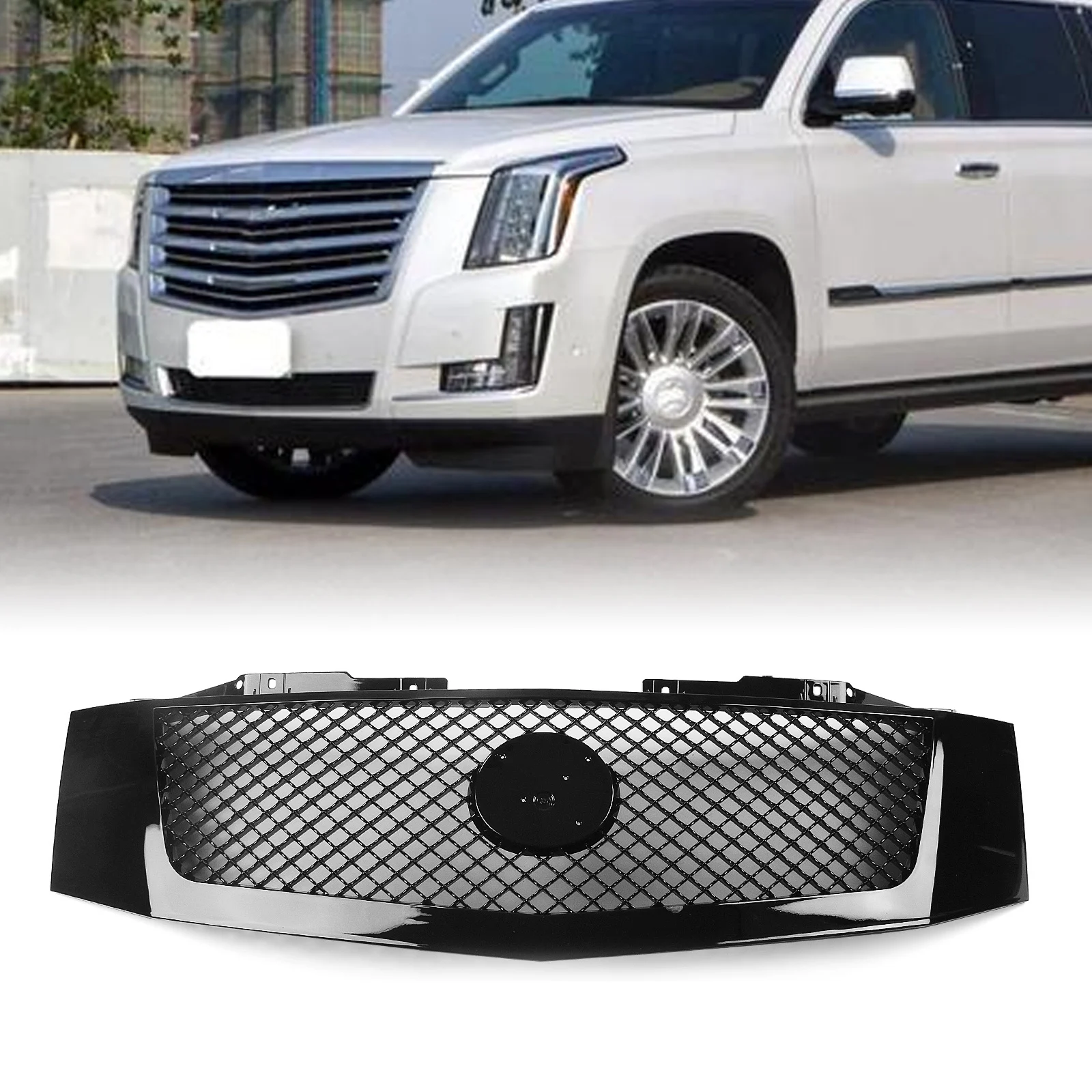 

Front Grille Racing Grill For Cadillac Escalade / EXT 2007-2014 Black Honeycomb Style Car Upper Bumper Hood Radiator Mesh Grid