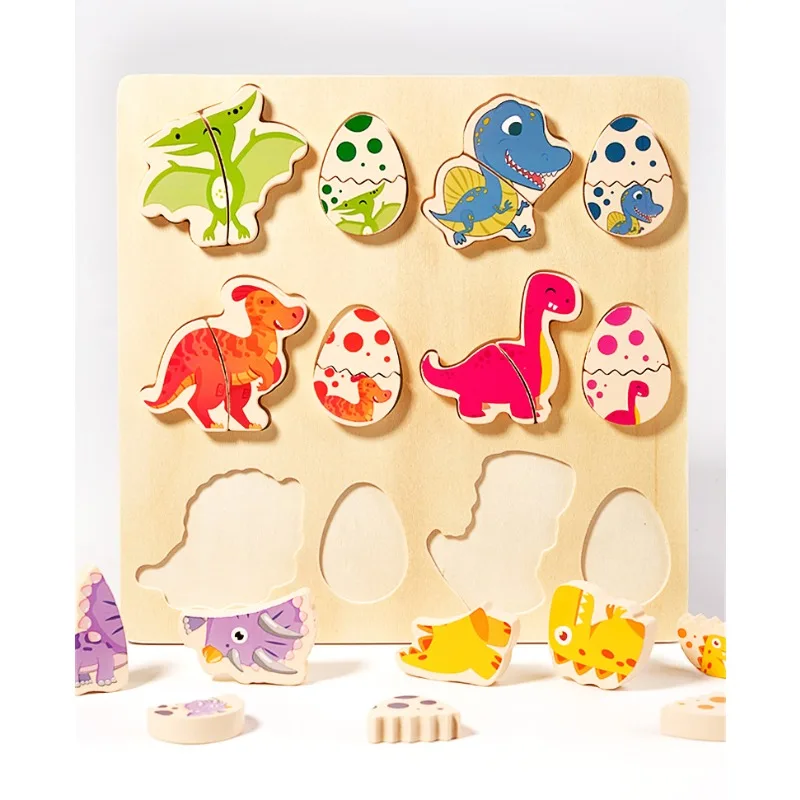 

wooden 3D three-dimensional dinosaur puzzle baby pairing hand-grasping puzzle early education puzzle years old toy