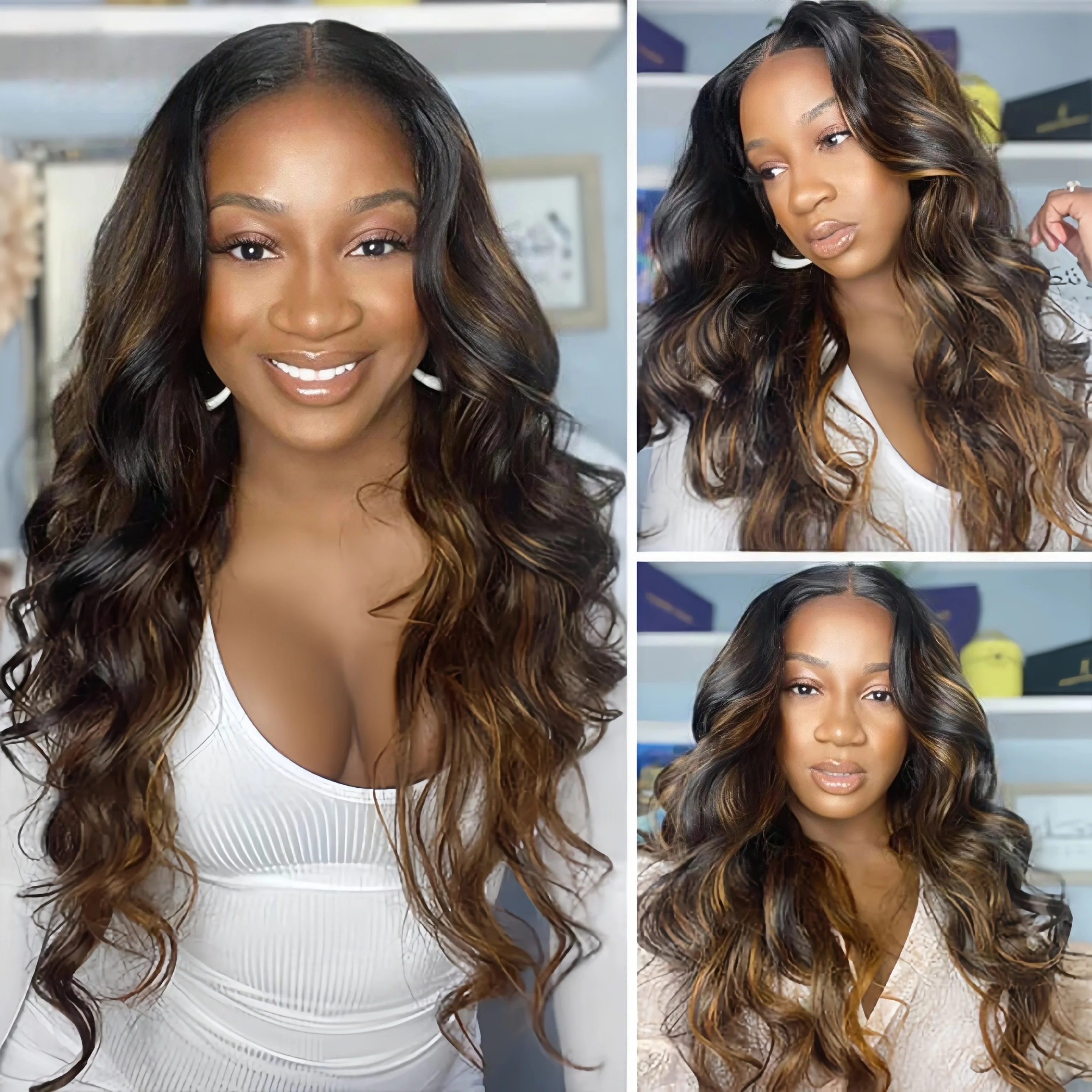 

13x6 Ombre Lace Front Wig Human Hair 1B/30 Highlight Lace Front Wig 200% Density Body Wave HD Transparent Lace Frontal Wigs
