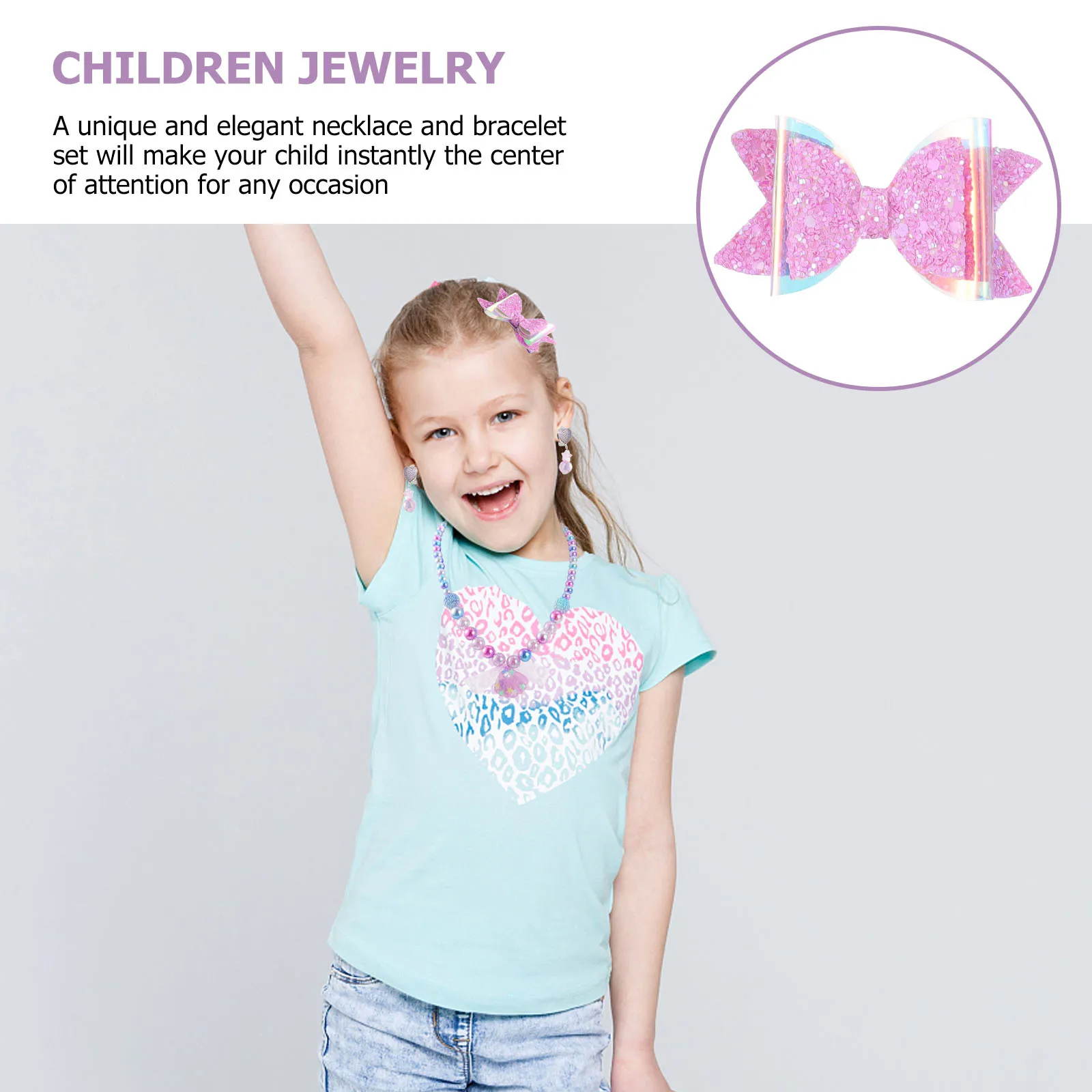 

6Pcs Kids Beaded Necklace Bracelet Ring Set Fine Workmanship Children's Jewelry Suitable Graduation Party Gifts