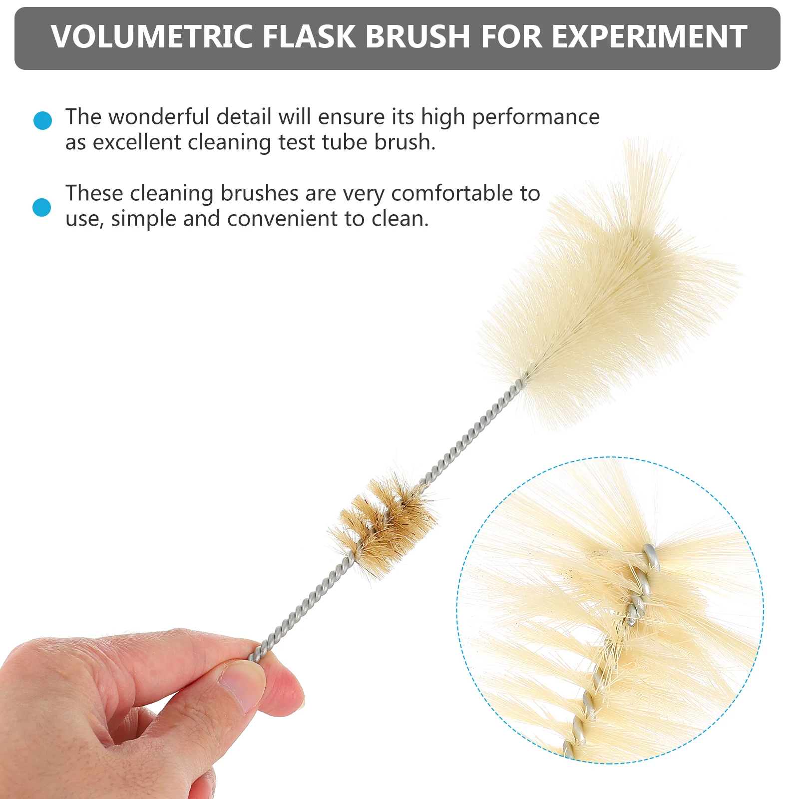 

Volumetric Bottle Brush Glass Test Tube Cleaning Pipeline Pig Hair Boiling Flask Tube Cleaner Long Straw Bristles Bottle Wall