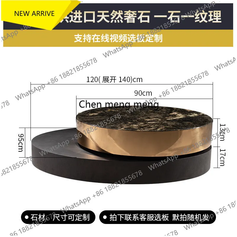 z183 Natural luxury stone multi-functional rotatable coffee table light luxury modern popular luxury stone marble