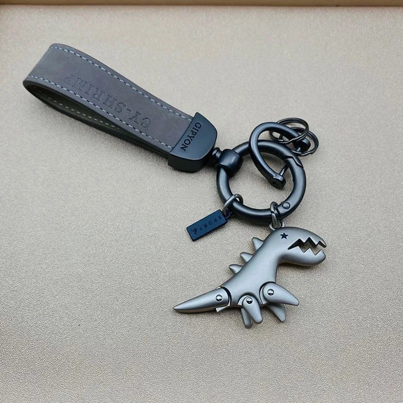 1PC Kleine Dinosaurier Auto Schlüsselbund Motorrad Dekorative Zubehör Einzigen Leder Metall Schlüsselbund Handtasche Anhänger Kleines Geschenk – Detail 2