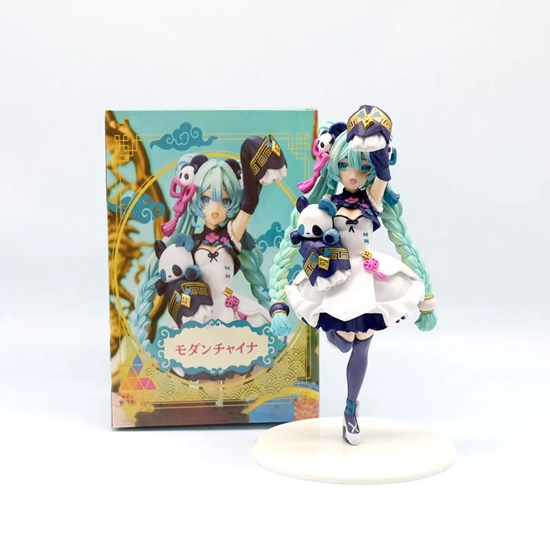 Leuke Hatsune Miku Panda Model Anime Figuur Desktop Ornament Speelgoed Collectie Meisje Verjaardagscadeau 18Cm