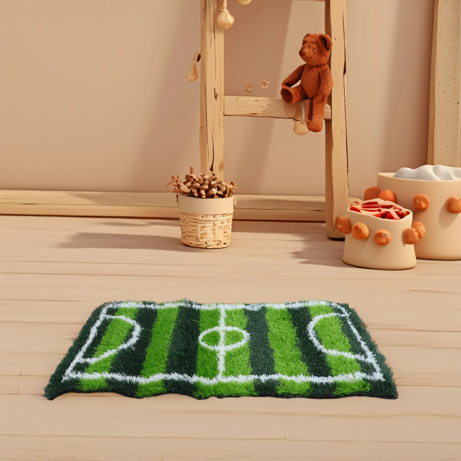 

Non-Slip Soccer Ball Rug Realistic Artificial Grass Surface Safe Comfortable Kids Play Area Mat Indoor Decor Soccer Ball Rug