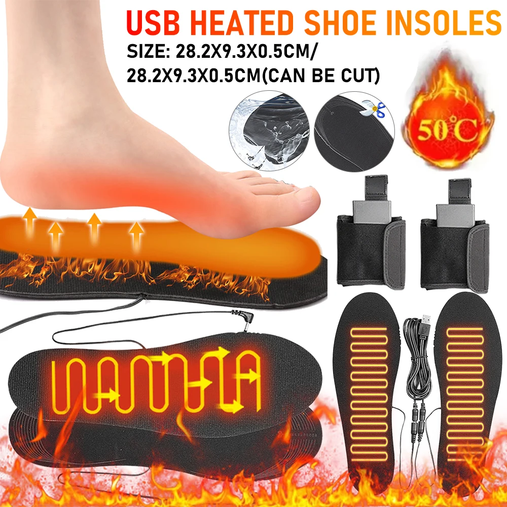 Electric Heated Insoles Battery Box&USB Winter Heating Insoles Scalable One Size Fits All Electric Heated Pad For Winter Skiing