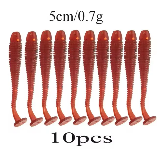 10Pcs/Lot Wobblers Soft Lure 47mm 0.7g Silicone Worms Fishing Bait Jigging Tail Swimbaits Artificial For Carp Bass Minnow Tackle