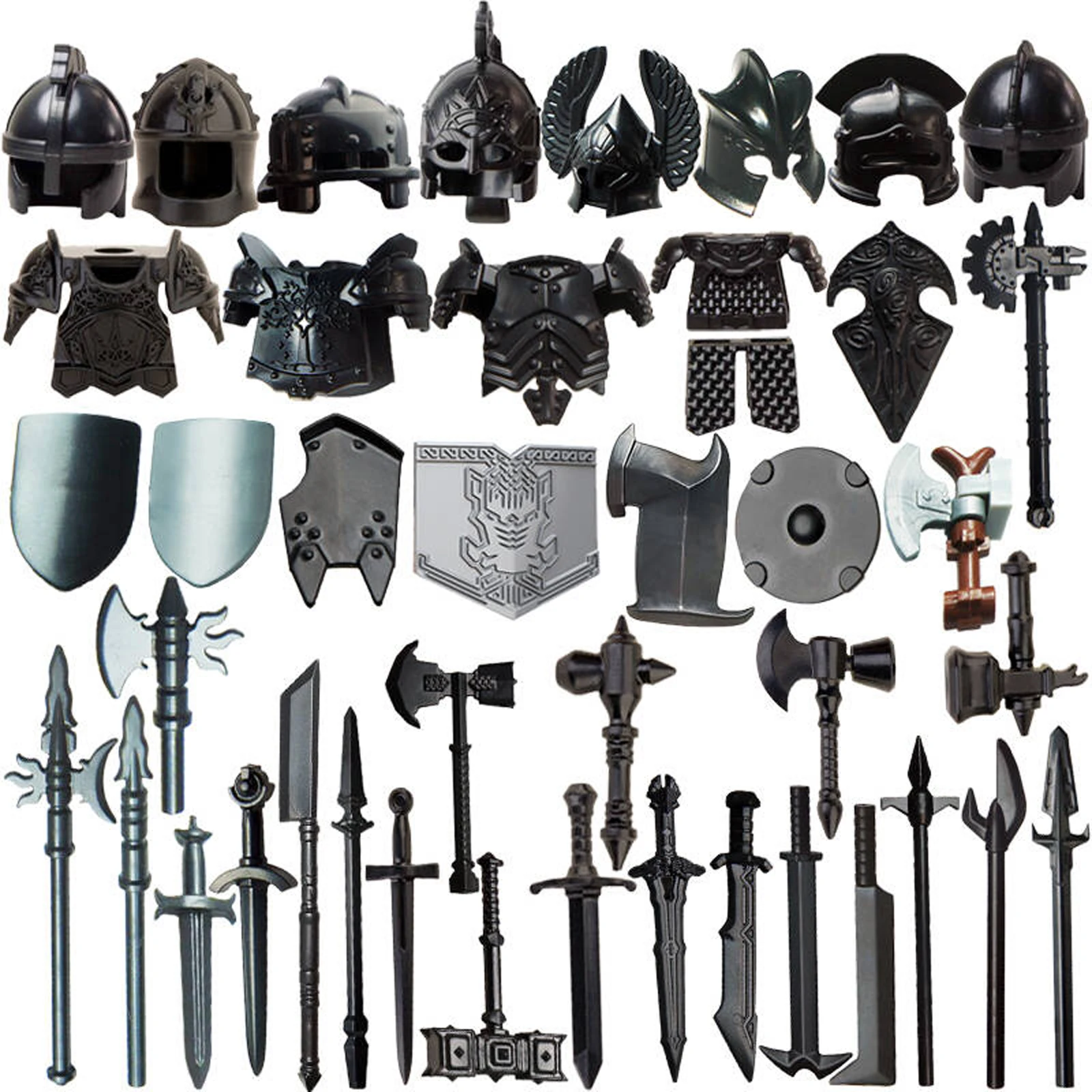 Moc armadura militar capacete arma modelo blocos de construção conjunto para diy minifiguras vestir-se acessórios médio estilo antigo tijolos brinquedo