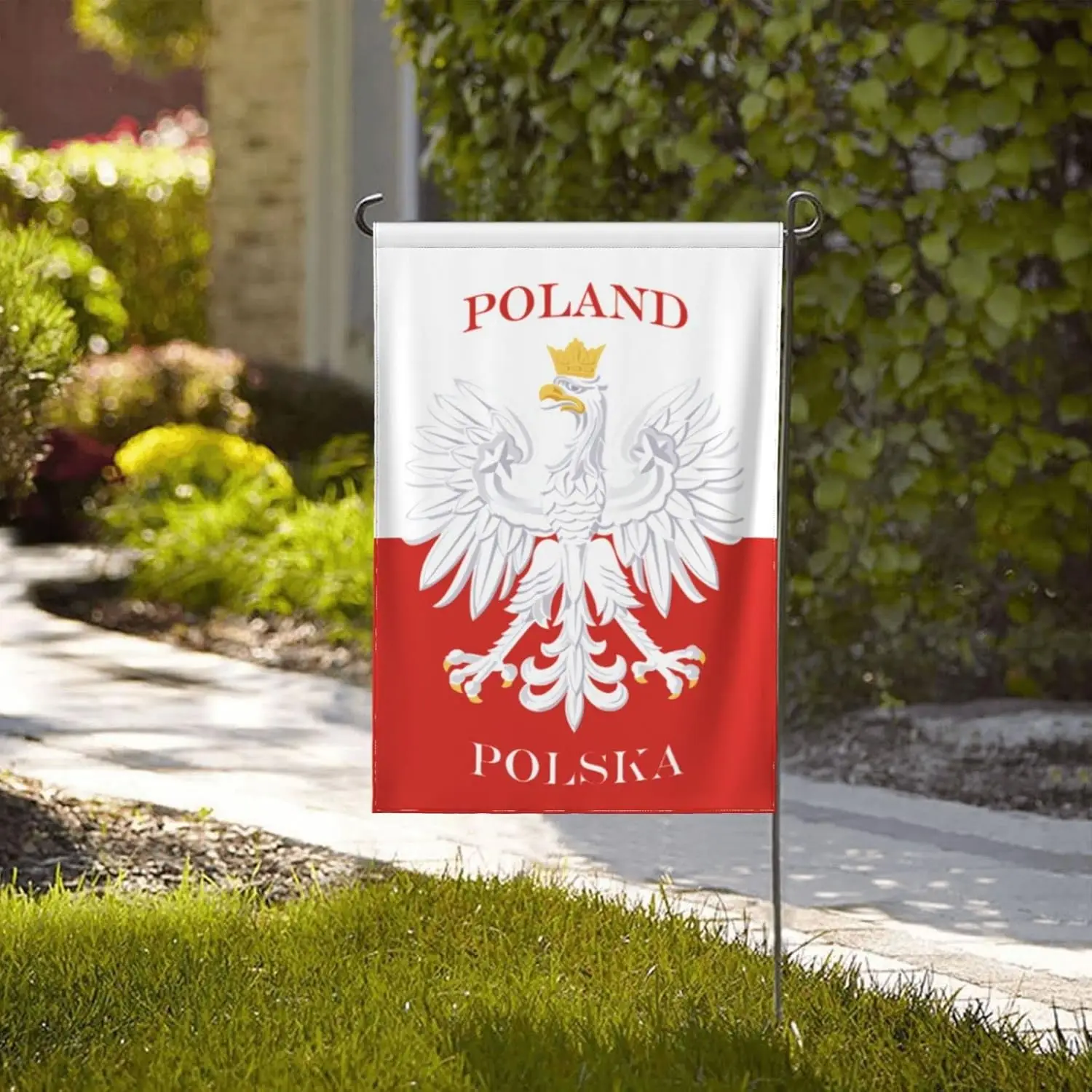 Polish Flag Poland Polska Garden Flag Yard House Flags 12 x 18 Inch, Double Sided Seasonal Holiday Flag Vertical Large Sign Bann