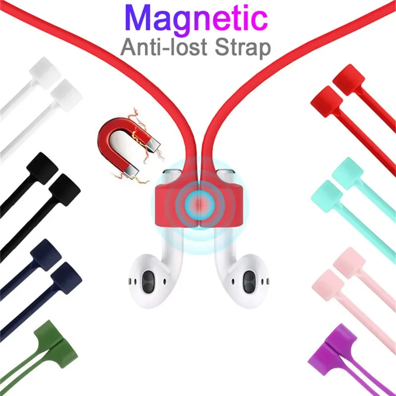 Magnetic Wireless Anti-Lost Silicone Earphones Rope Holder Cable For AirPods Pro 2 Airdots Huawei Freebuds Headphone Neck String