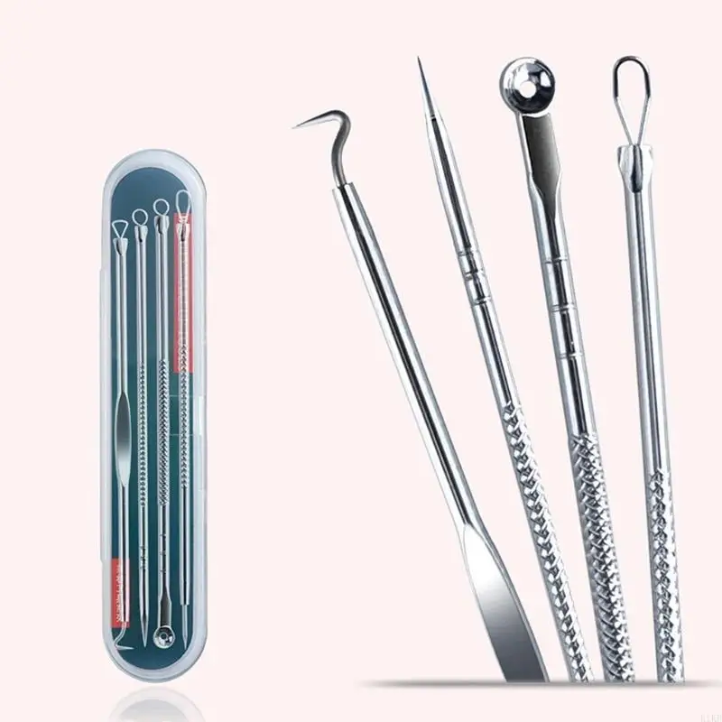 4pcs Aigne d'acné en acné inoxydable Aigneles outils dissolvant à tête noire