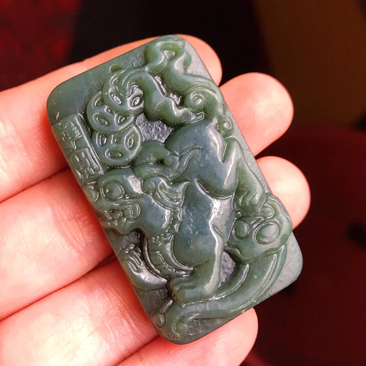 

Hetian Jade Pendant Men's Guan Gong Necklace Moyu Dragon Brand Hetian Jade Guanyin Buddha Pendant