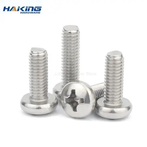 Imagen 2 del producto 10/50 M2 M2.5 M3 M3.5 M4 M5 M6 M8 A2 304 tornillo de cabeza Phillips redondo cruzado de acero inoxidable diámetro 2 3 4 5 8mm de longitud 3-100mm